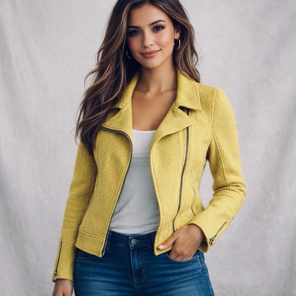 Tahari Jackets & Blazers - Tahari Women's Vibrant Yellow Leather Jacket